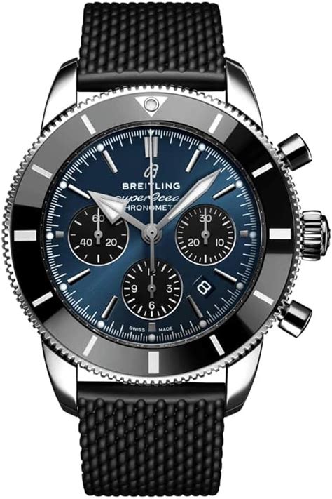 breitling superocean chronograph automatic blue dial blue leather mens watch|breitling superocean watch for sale.